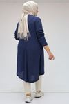 48098 Büyük Beden Mevlana Mir Tunik - İndigo