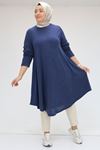 48098 Büyük Beden Mevlana Mir Tunik - İndigo