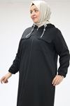 43036-E Büyük Beden Zincir Kordonlu Oysho Kap - Siyah