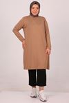 38501-E Büyük Beden Basic Penye Tunik - Vizon