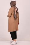 38501-E Büyük Beden Basic Penye Tunik - Vizon