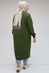F-48125 Büyük Beden Baskılı İki İplik Tunik - Haki