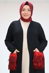 43096-E Büyük Beden Kürk Cepli Mir Ceket - Siyah