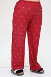 F-47811 Büyük Beden Önden Düğmeli Micro Süet Pijama Takım - Bordo