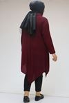 48095-E Büyük Beden Yakası Fermuar Detaylı Mir Tunik - Bordo