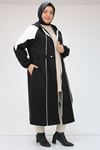 43046-E Büyük Beden Kıstırma Biyeli Reglan Kol Osyho Kap - Siyah 
