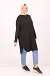 38111 Büyük Beden Basic Penye Tunik - Siyah