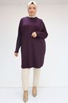 38111 Büyük Beden Basic Penye Tunik - Mor