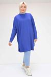 38111 Büyük Beden Basic Penye Tunik - İndigo