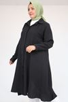 58093-E Büyük Beden Mevlana Kesim Müslin Gömlek - Siyah