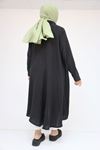 58093-E Büyük Beden Mevlana Kesim Müslin Gömlek - Siyah