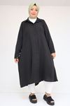 58093-E Büyük Beden Mevlana Kesim Müslin Gömlek - Siyah