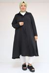 58093-E Büyük Beden Mevlana Kesim Müslin Gömlek - Siyah