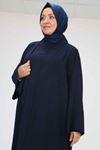 57210-E Büyük Beden Renge Renk Garni Detaylı Abaya Takım - Lacivert 