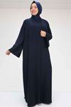 57210-E Büyük Beden Renge Renk Garni Detaylı Abaya Takım - Lacivert 