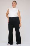 9137-20 Büyük Beden İspanyol Paça Kot Pantolon - Siyah