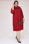 58158-1 Büyük Beden  Atkısı Püsküllü  Mir Tunik - Bordo