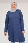58156 Büyük Beden Basic Mir Tunik - İndigo