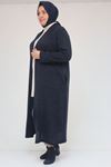 53061 Büyük Beden Cepli Uzun Mir Ceket - Lacivert