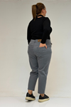 9125-6 Büyük Beden Boy Friend Kot Pantolon -Gri