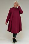58174 Büyük Beden Mevlana Modal Tunik - Nar Çiçeği