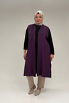 54005 Büyük Beden Patı Pileli Giy Çık Yelek - Mor