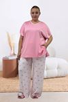 67808 Büyük Beden Kombinli Modal -Milan Pijama Takımı - Antrasit Kurdele Desenli