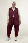 67057 Büyük Beden Yelek-Pantolon Nora Takım - Bordo