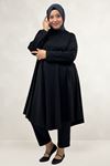 68090 Büyük Beden Modal Mevlana Tunik - Siyah