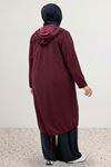 63028 Büyük Beden Boydan Fermuarlı Modal Ceket - Bordo