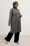 38501 Büyük Beden Basic Penye Tunik - Antrasit