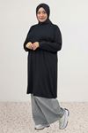 38501 Büyük Beden Basic Penye Tunik -  Siyah