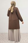38014 Büyük Beden Basic Penye Tunik - Kahve