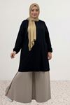 38014 Büyük Beden Basic Penye Tunik - Siyah