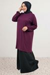 38014 Büyük Beden  Basic Penye Tunik - Bordo