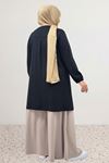 38014 Büyük Beden Basic Penye Tunik - Siyah